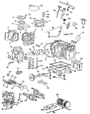 Cylinder, crankshaft and engine base