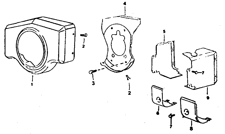 Muffler, air guide and housing group