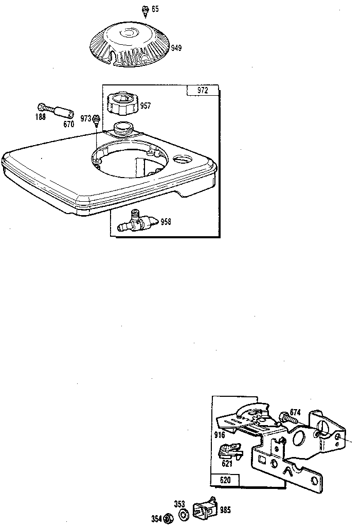 Carburetor control plate and fuel tank