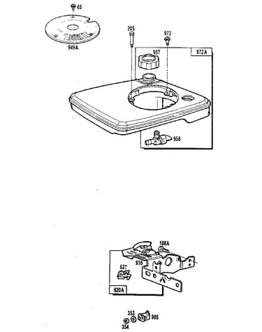 Carburetor control plate and fuel tank
