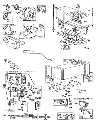 Fuel tank, carburetor, and air cleaner assembly