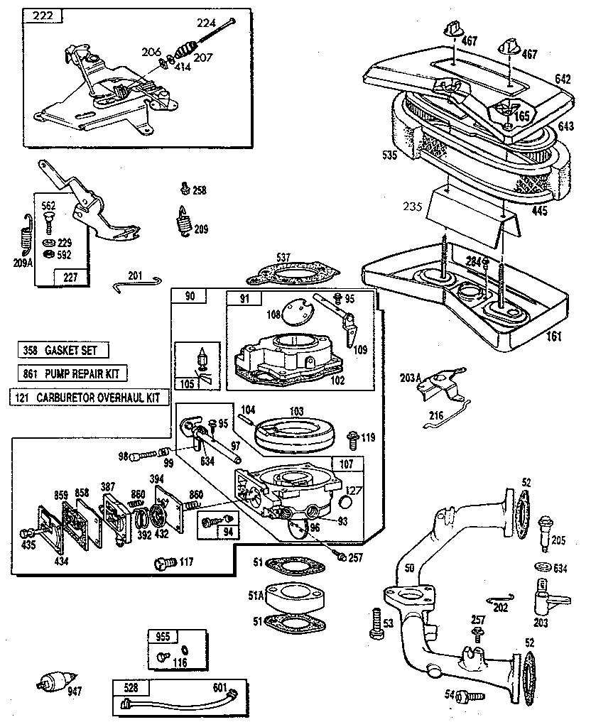 Carburetor and air cleaner assembly