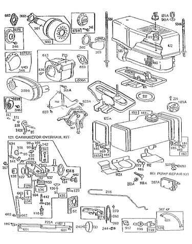 Fuel tank, carburetor, and air cleaner assembly