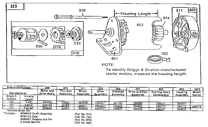 STARTING MOTOR ASSEMBLY