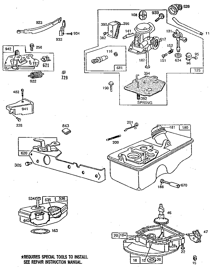 Carburetor and fuel tank assembly
