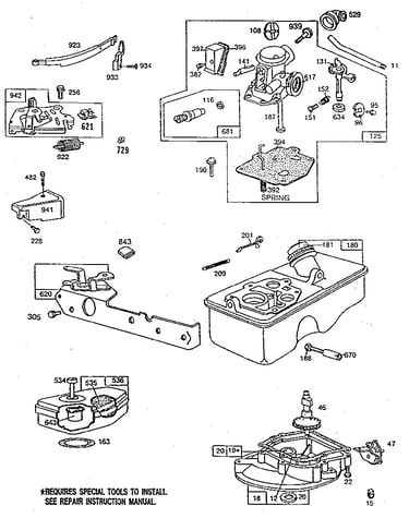 Carburetor and fuel tank assembly