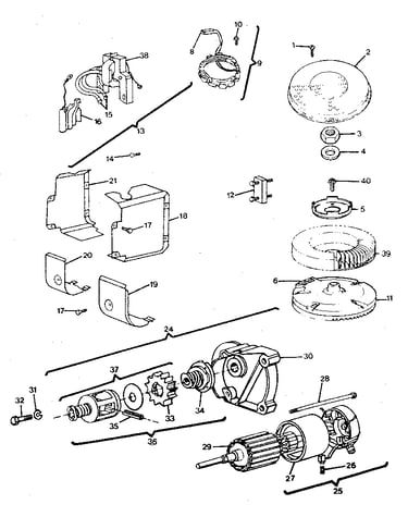 Alternator and starter motor group