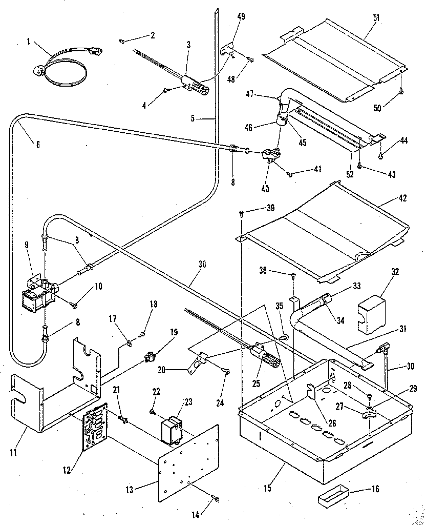 Broiler and oven burner section
