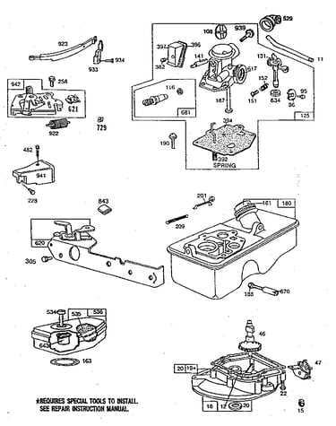 Carburetor and fuel tank assembly