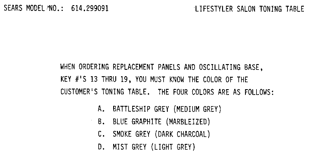 COLOR CHART TONING TABLE