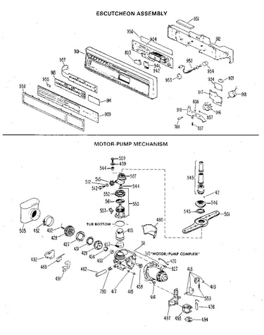 Escutcheon and motor-pump assembly