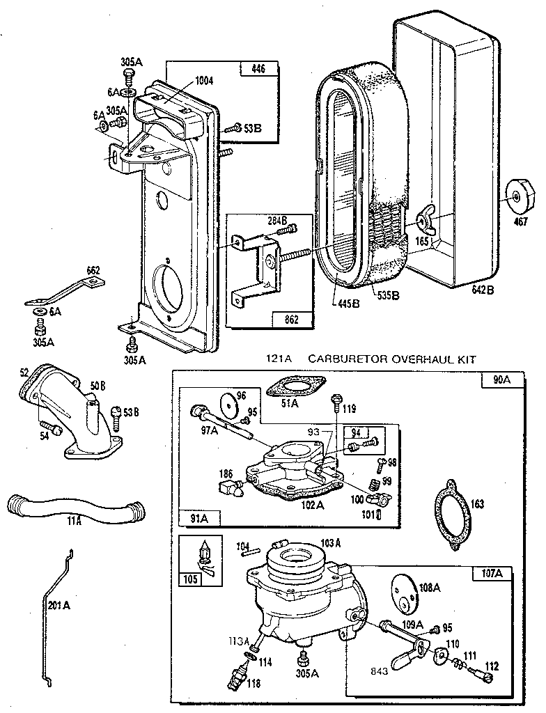 Air cleaner cover and carburetor assembly