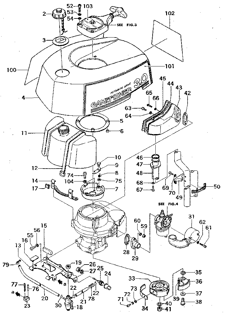 Fig. 2 tank, clutch & muffler
