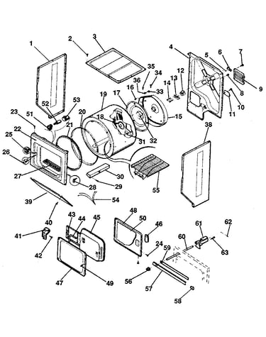 Dryer-cabinet, drum, heater