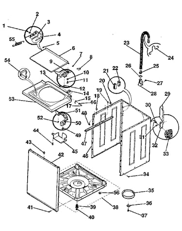 Washer-cabinet, top panel, base