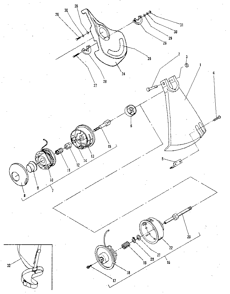 FIG 6 - DEBRIS SHLD/STRING HD CUTTER/BLADE GRD/BLADE ASSEMBL