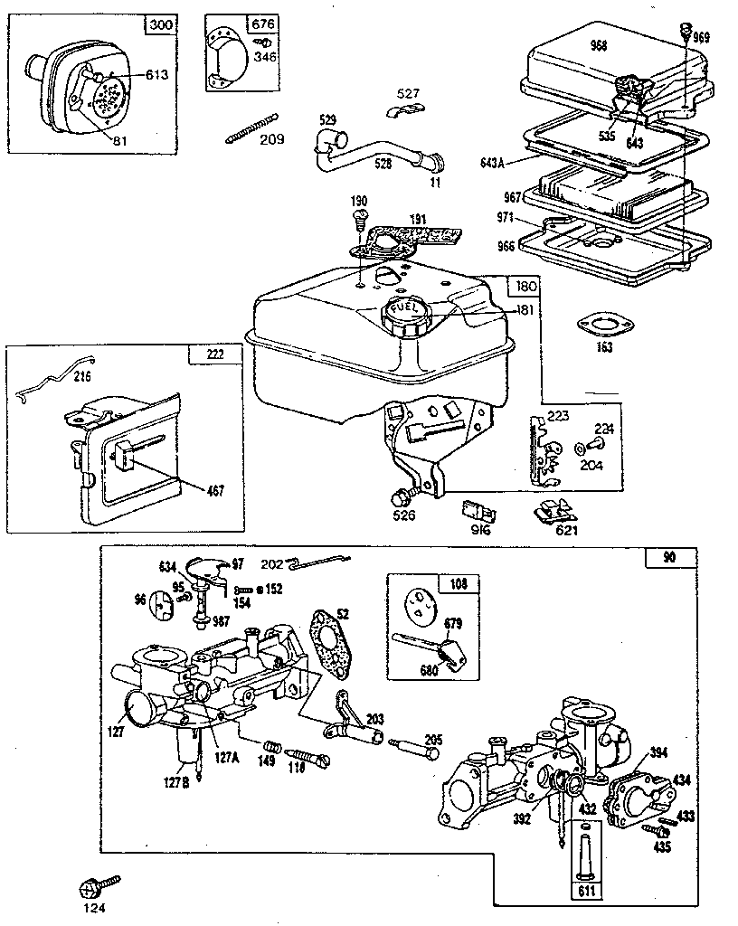 AIR CLEANER, FUEL TANK, AND CARBURETOR ASSEMBLY