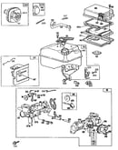 Air cleaner, fuel tank, and carburetor assembly