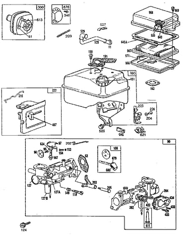 Air cleaner, fuel tank, and carburetor assembly