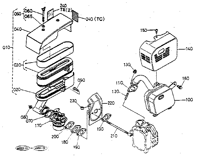 Air cleaner - muffler - carburetor