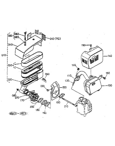 Air cleaner - muffler - carburetor