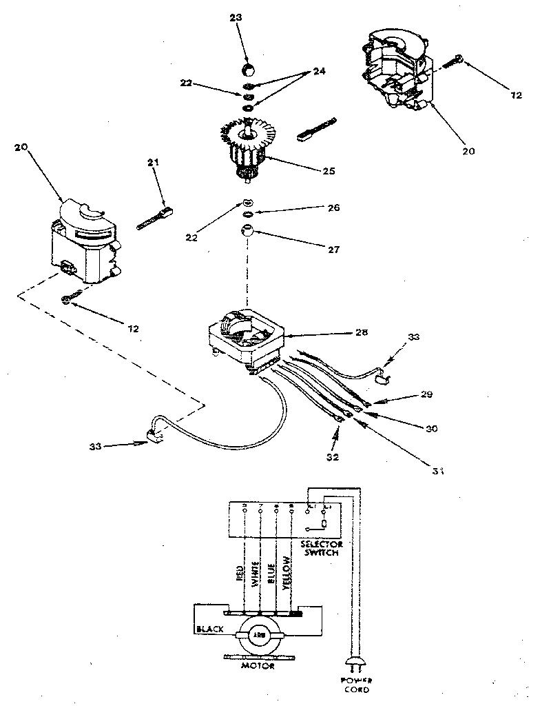 MOTOR ASSEMBLY AND WIRING DIAGRAM