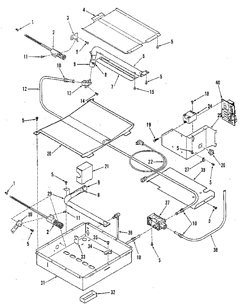 Broiler and oven burner section