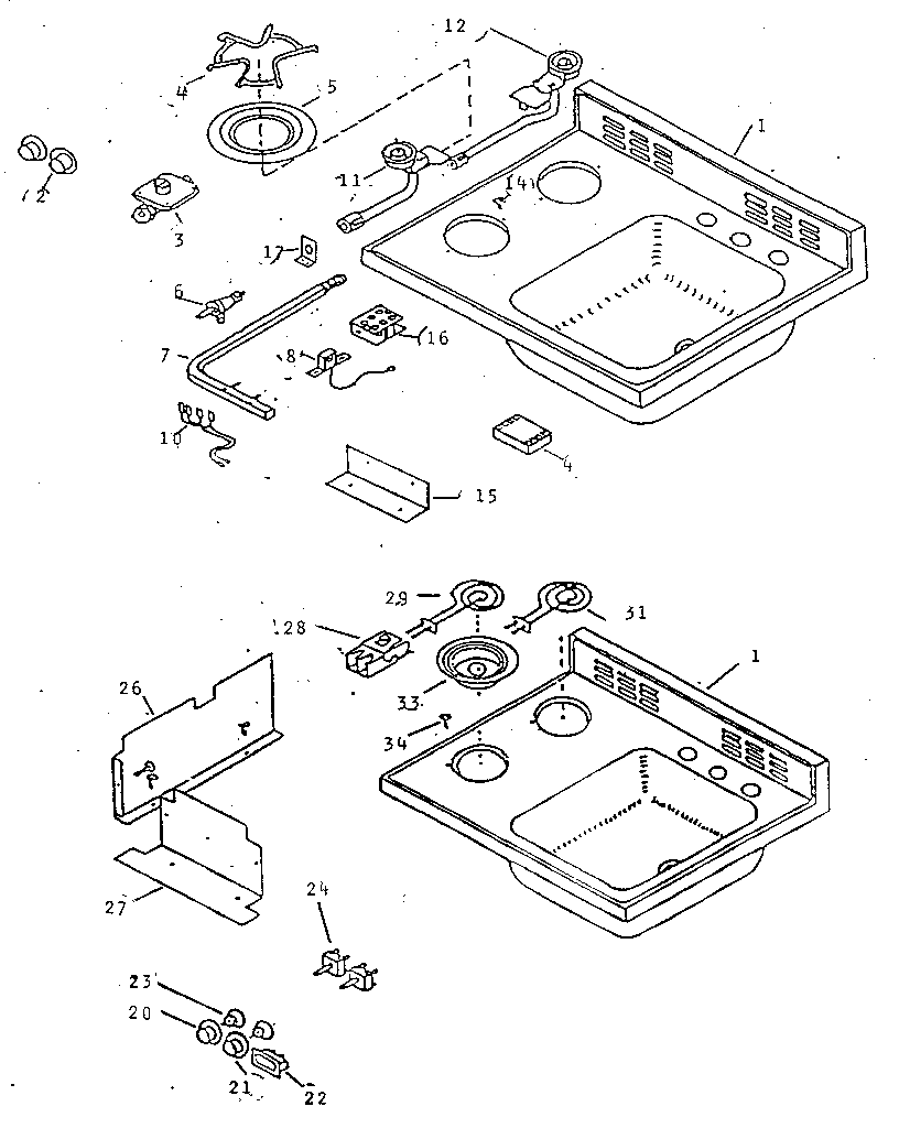 Sink and burner parts