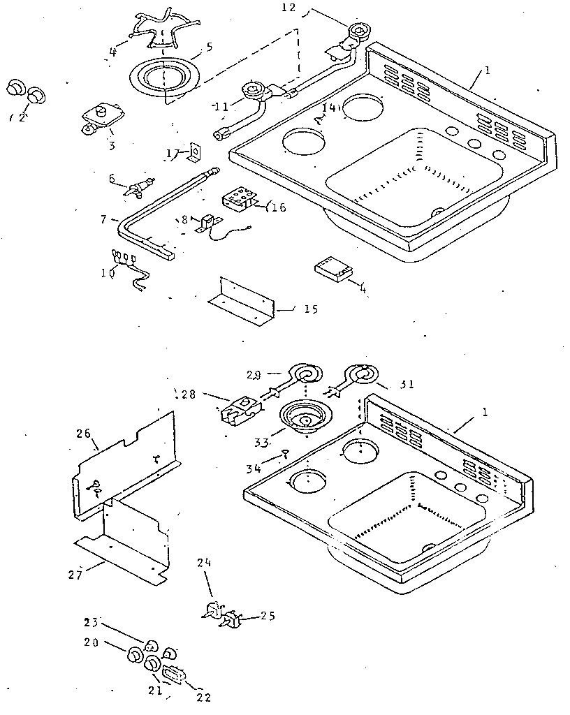 Sink and burner parts