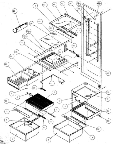 Refrigerator shelving and drawers