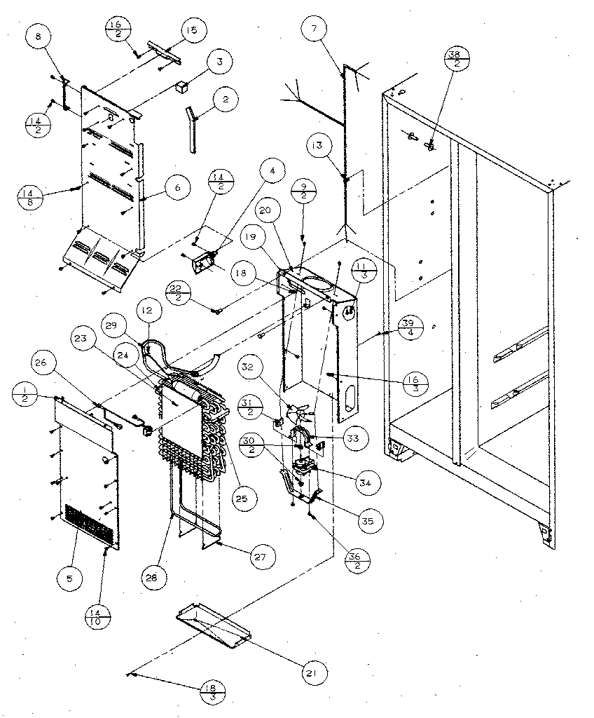 Evaporator and air handling
