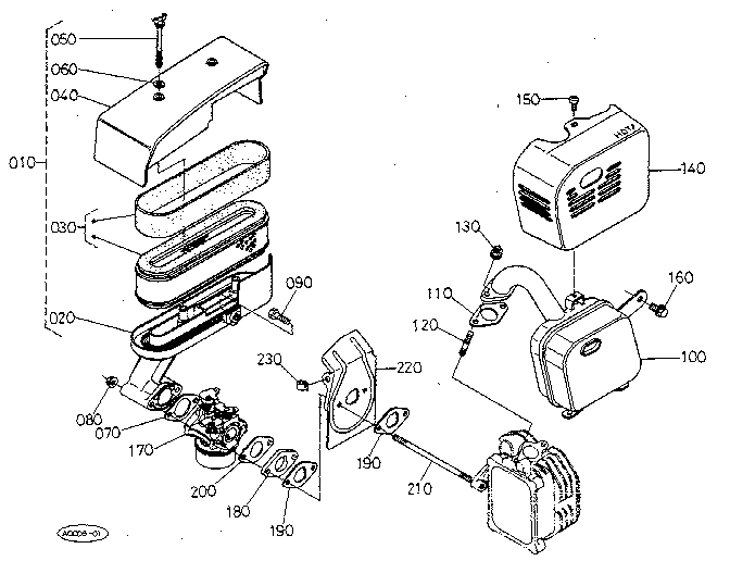 Air cleaner - muffler - carburetor