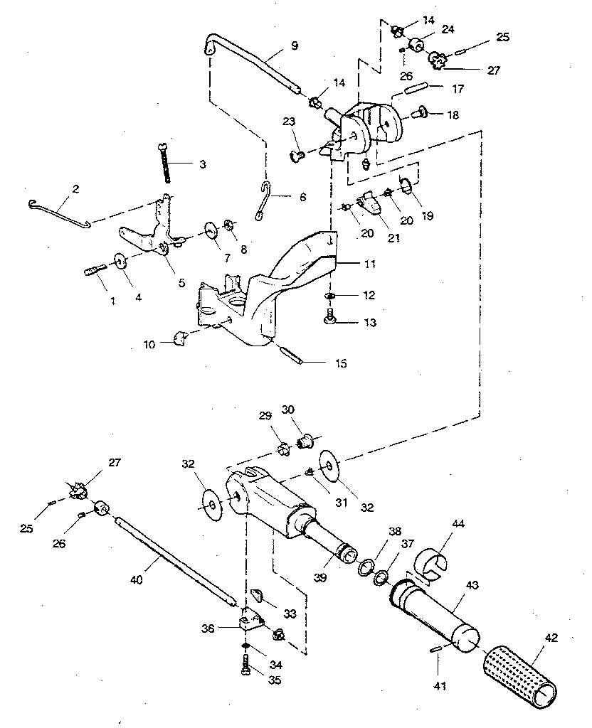 Tiller handle and throttle linkage