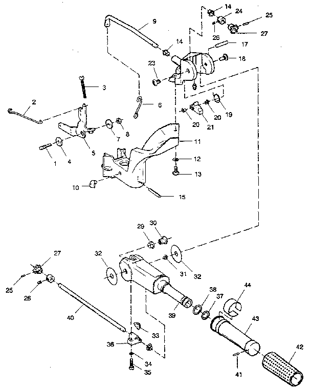 Tiller handle and throttle linkage