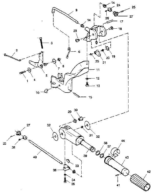 Tiller handle and throttle linkage