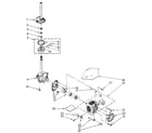 Whirlpool LA9800XTM0 brake, clutch, gearcase, motor and pump diagram