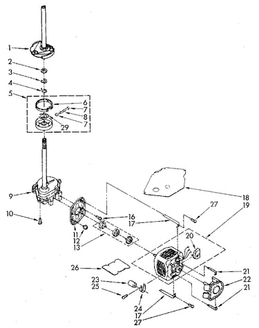 Brake, clutch, gearcase, motor and pump