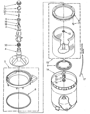 Agitator, basket and tub