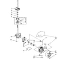 Whirlpool LA5580XTF0 brake, clutch, gearcase, motor and pump diagram