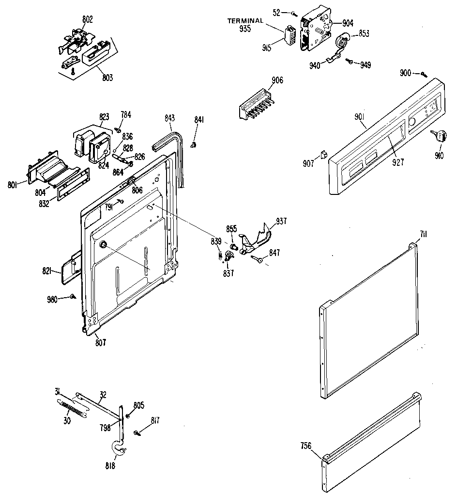 Control panel and door