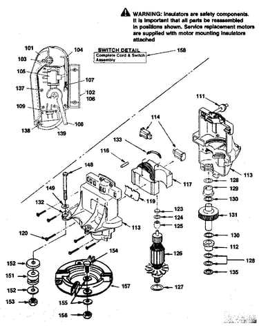 Motor and switch assembly