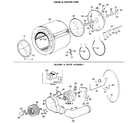GE DDE6350GBL drum/heater/blower and drive diagram