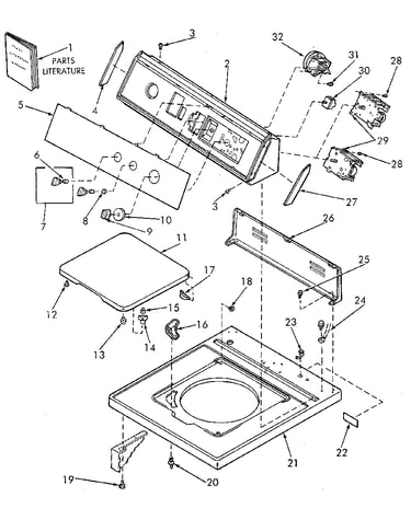 Control hood, controls, loading door and cabinet top