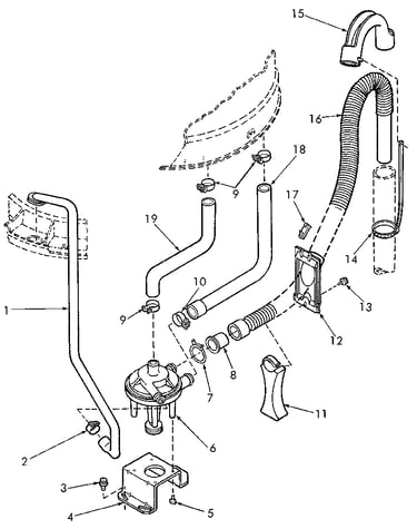 Pump assembly, bracket and hoses