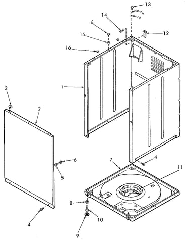 Front panel, cabinet and base