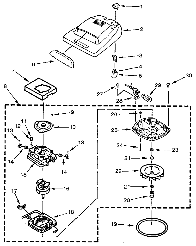 Nozzle and motor assembly