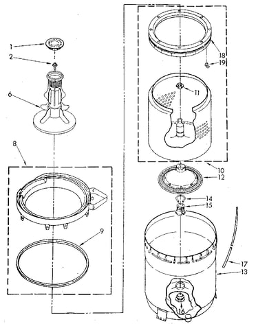 Agitator, basket and tub