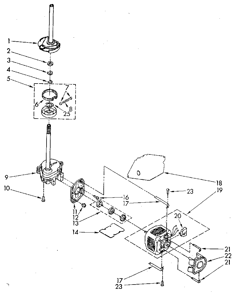 Brake, clutch gearcase, motor and pump