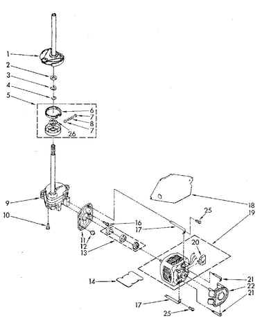 Brake, clutch, gearcase, motor and pump