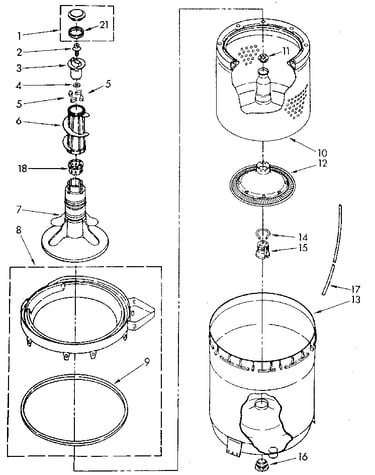 Agitator, basket and tub